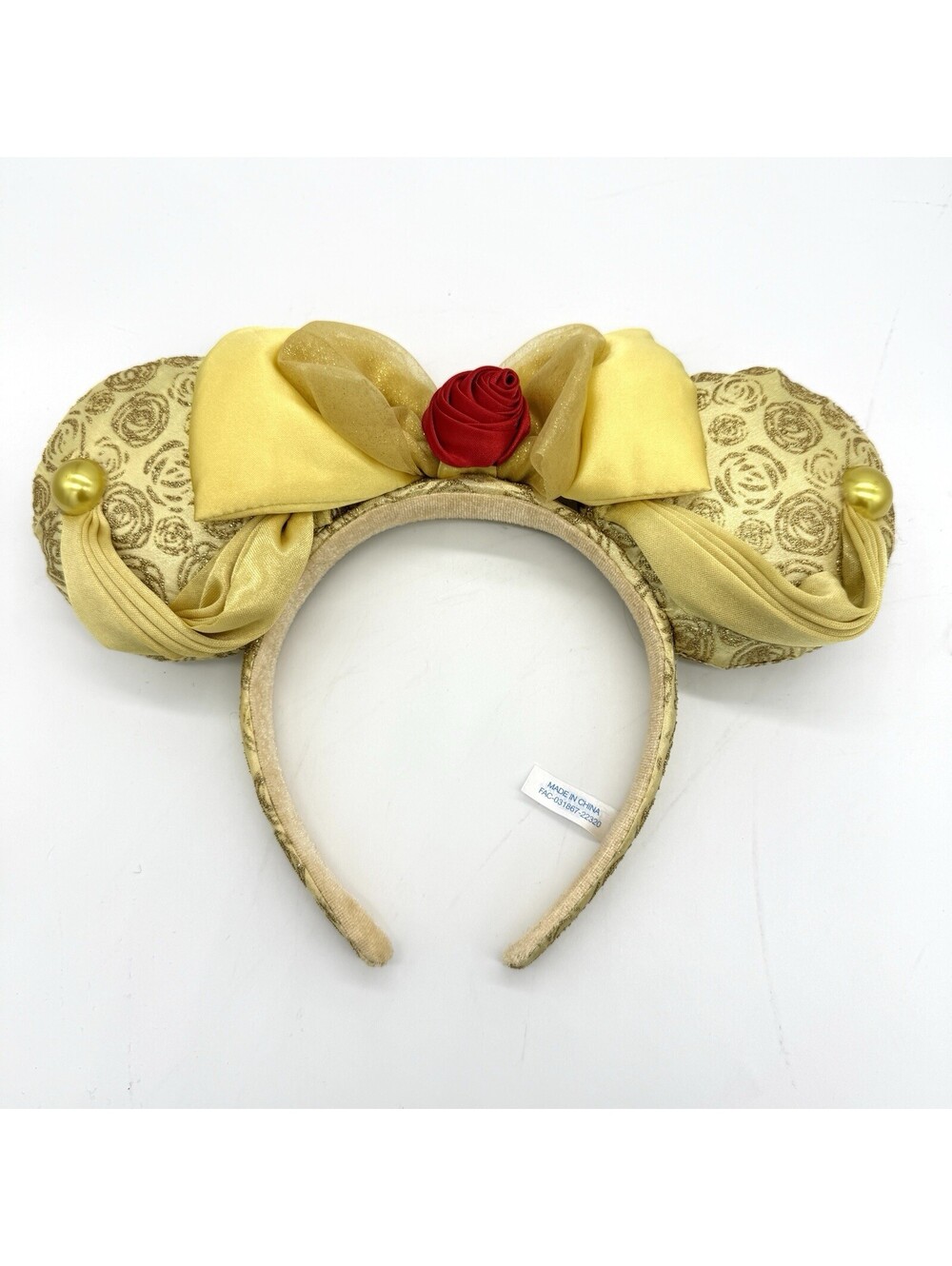 Tokyo Disney Belle Gold Rose Minnie Ears Headband Beauty Beast Japan Resort OSFA